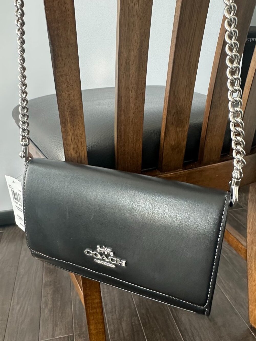 Coach Small Flap Black Leather Clutch Crossbody Bag Style #B2496-CP034 *NWT*